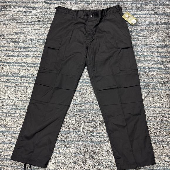 Men's Black Military BDU Pants Cargo Work Utility Bottoms Fatigue Trouser SizeXL - Picture 1 of 7